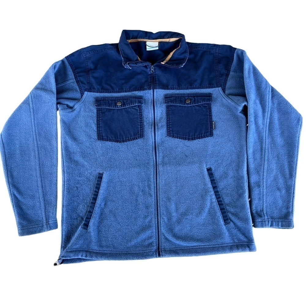 Columbia Steens Mountain Novelty Fleece Full Zip Men’s Large Blue Two Tone GUC